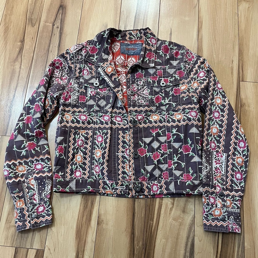 Gramicci Jamie Jacket Sz S Button Up Trucker Denim Boxy Coco Brown Kantha Inspir